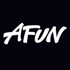 Logotipo de afun: letras blancas sobre fondo negro